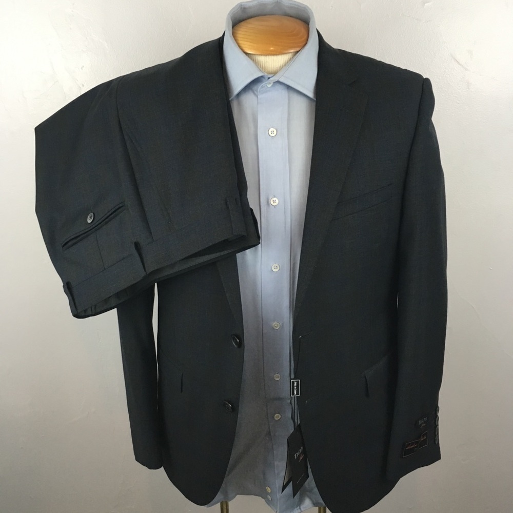 Tiglio mens suit 38s gray blue checks wool 2 piece nwt 2 button italy NWT ea0129 - Picture 1 of 8
